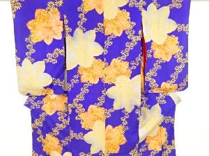 アンティーク　錦紗楓に菊模様着物